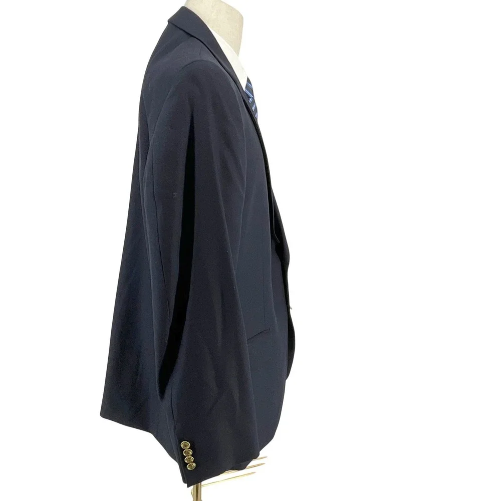 NWT Stafford Executive Classic Fit Blazer Navy Wool Men 48 REG Gold Buttons‎
